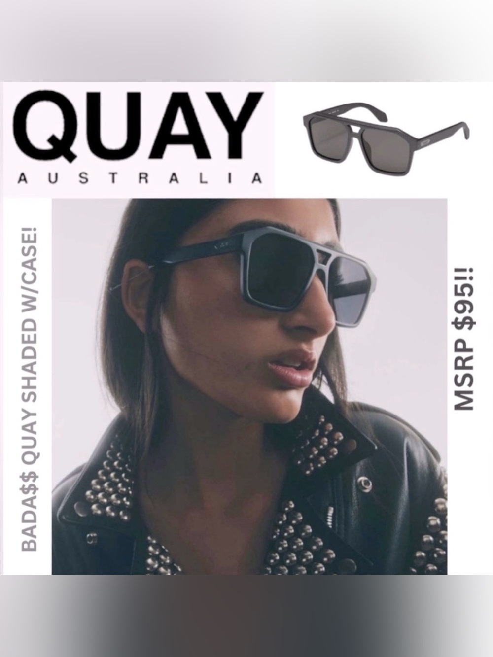 NWT! QUAY AUSTRALIA BADA$$ POLARIZED AVIATOR SHADES! MINT CONDITION W/ CASE!